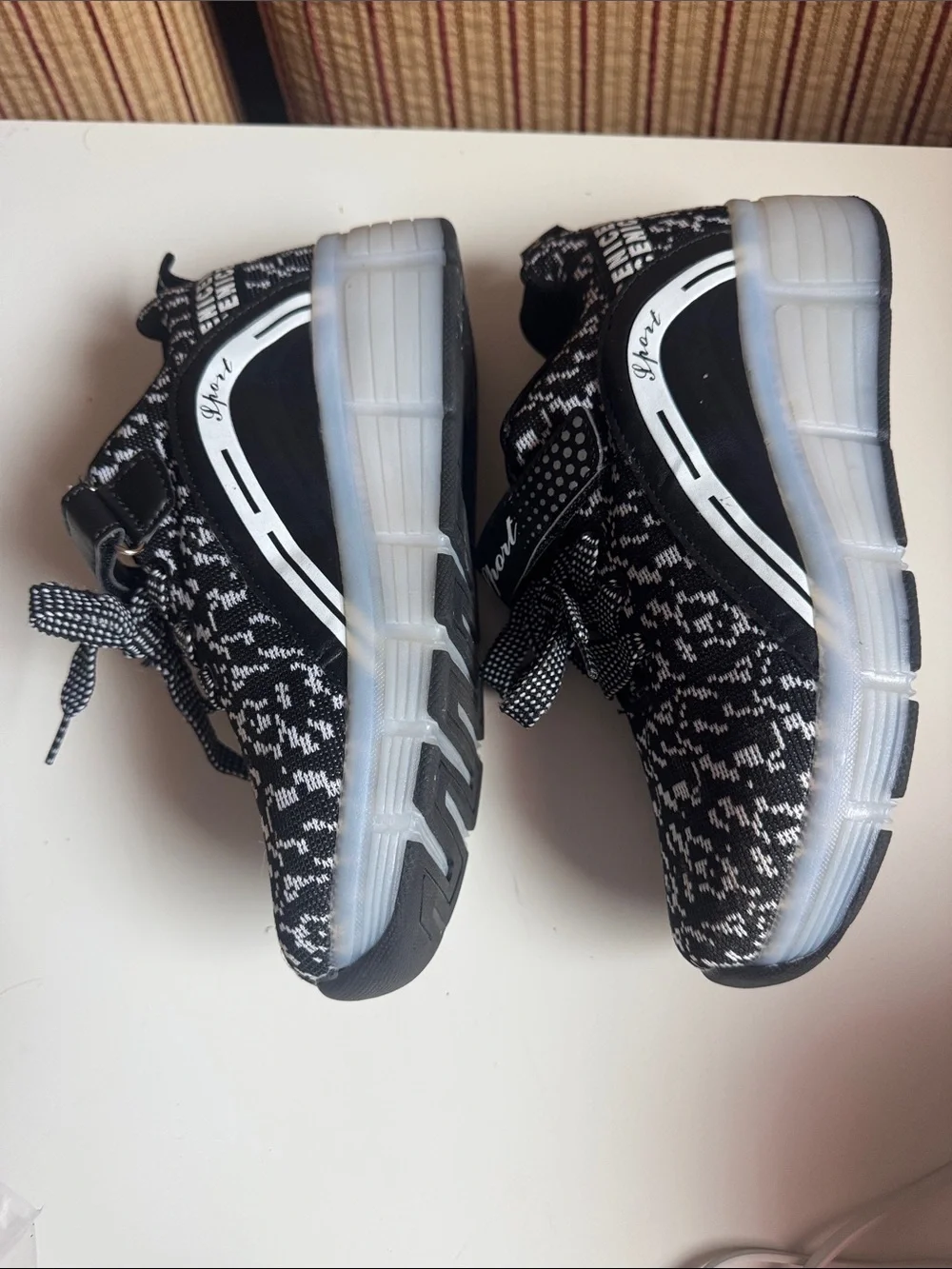 Sporto Kids Black & White Knit Athletic Sneakers